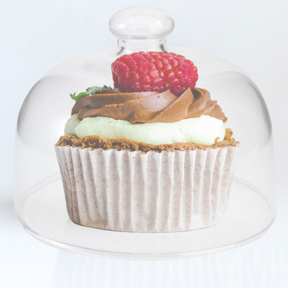 2Pcs Clear Glass Round Cake Co - Plastic Dome Clear recension och pris