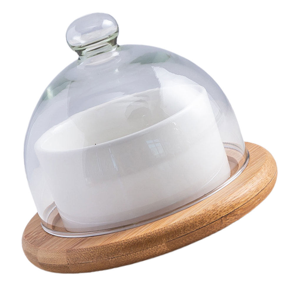 Ceramic Salad Bowl Set with Cl - Plastic Dome Clear recension och pris